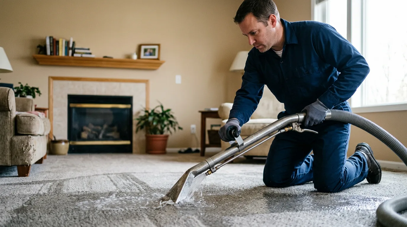 Water damage restoration technician working near Bridgewater, VT